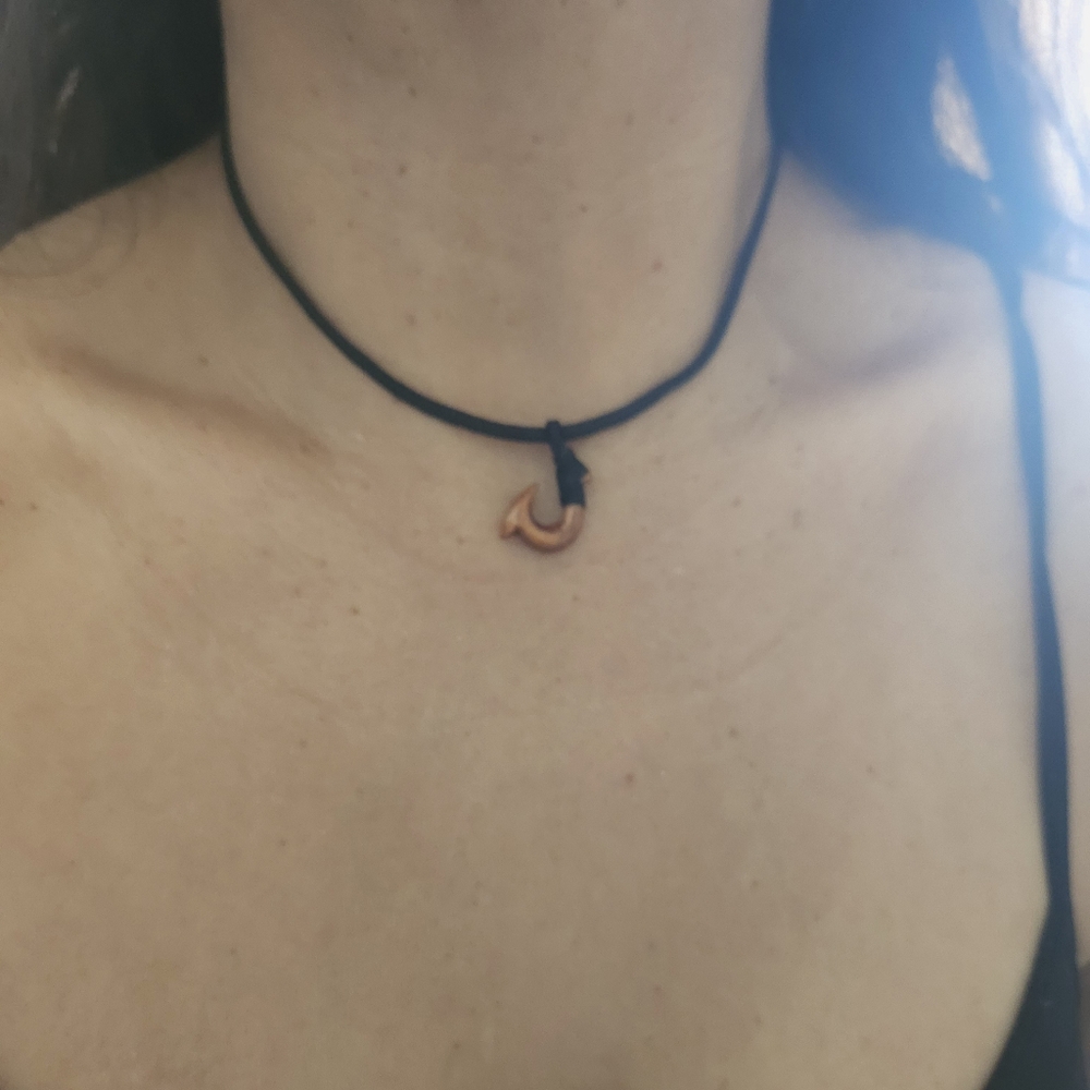 Koa wood fish hook necklace